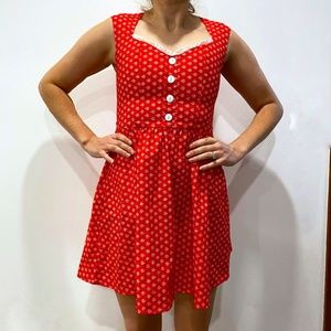 Retrolicious Red Ladybugs Dress Small Modcloth Retro Vintage Rockabilly Pinup